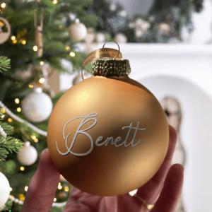 Karácsonyi üveggömb 8 cm -bézs-